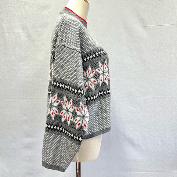 Vintage 80s Brunny Nordic fair isle tight knit mock neck sweater Size Small - Picture 11 of 16